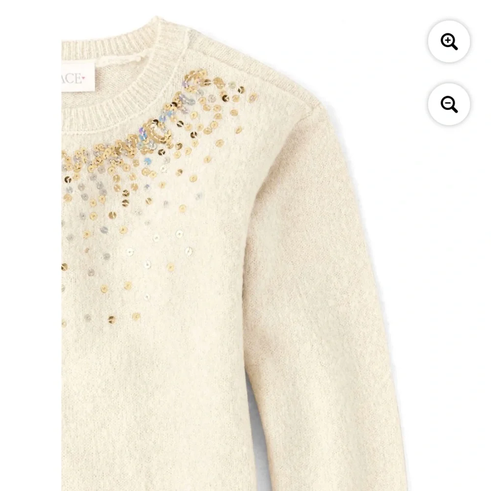 The Children’s Place Girls Cream Sequin Sweater Dress Size XL (14) NEW
